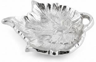 Jiallo Elegant Polished Silver Maple Leaf Nut and Snack Dish