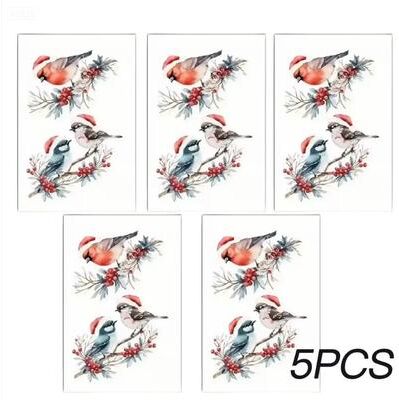 Uplifted Finds Christmas Bird And Tree Branch Window Static Stickers Set 5 Pcs
