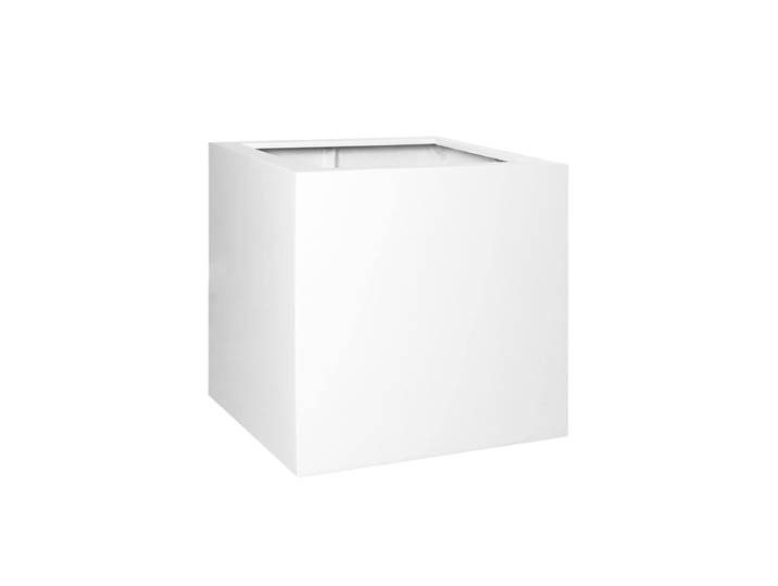 Hochwertiger In-/Outdoor Blumentopf „Essential Block“ Weiss Hochglanz 70 x 70 x Höhe 70 cm Pottery Pots