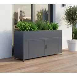 Westmann Integra | Metall Hochbeet mit Stauraum | Anthrazit | 160x50x85 cm - Anthrazit