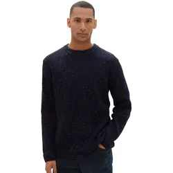 Tailor Herren Rundhals Pullover NEP STRUCTURED - Regular Fit - Middle blue neps colorblock 34153 - XXL