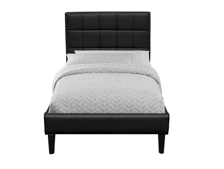 Lit simple en placage MDF - - Modle Riley - Couleur NOIR - 90x200 cm