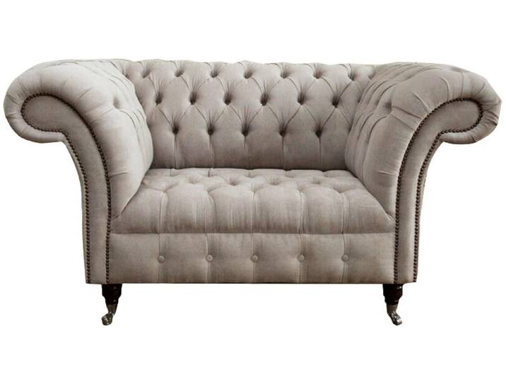Xlmoebel Chesterfield-Sessel Cremefarbener Stoff-Sessel mit luxuriösem Komfort und modernem Design (Chesterfield Sessel), Hergestellt in Europa