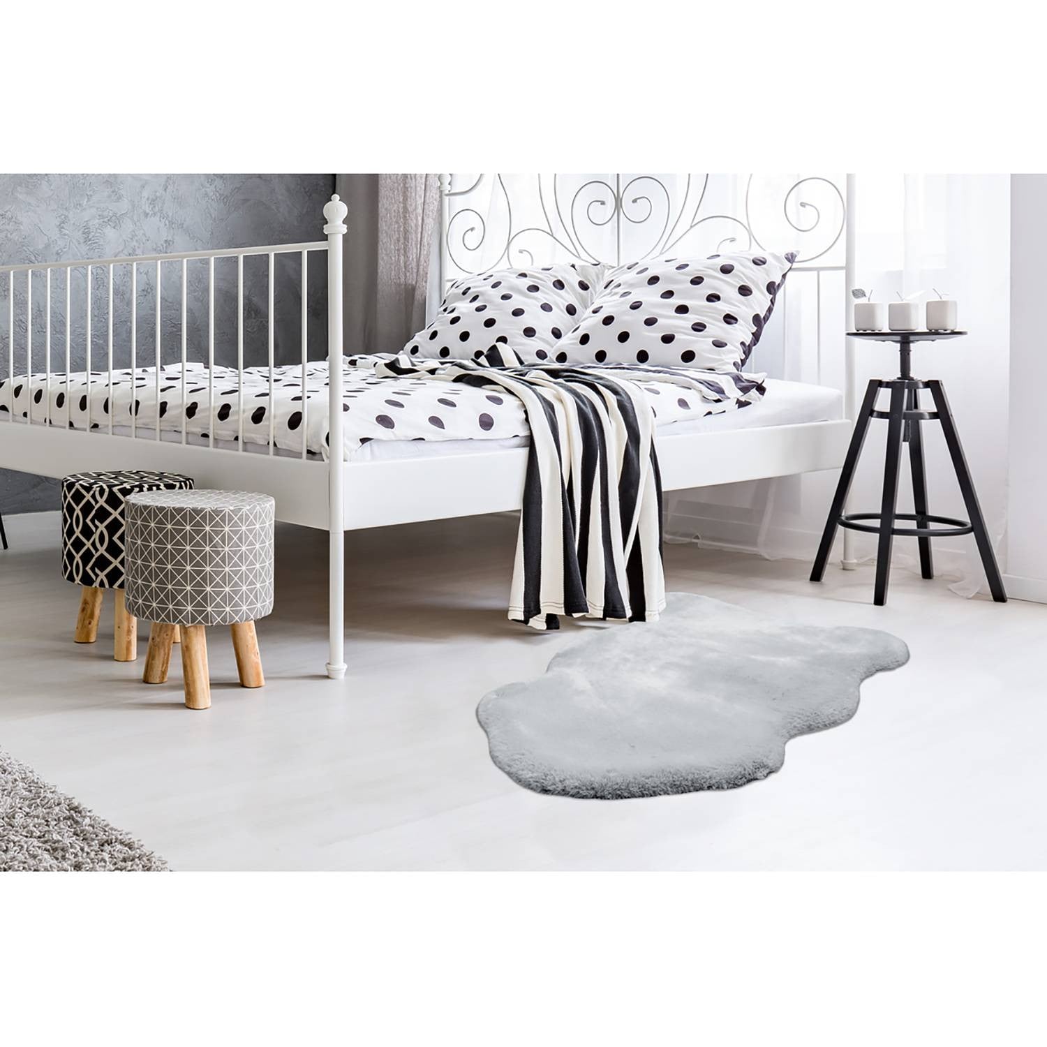 home24 Schapenvacht Rabbit 200 faux fur kleed grijs, B: 60 cm, L: 90 cm