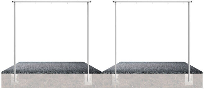 Set Schake Wäschetrockengerüst Ø60mm, Querstange 2,50m, ohne Haken + Schake Aufpreis für Mehrhaken für Wäschegerüst (gebogen) (Aufpreis je Haken)
