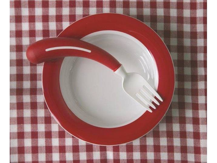 Henro-Grip® - Bestek - Vork linkshandig - Rood - 16,5 cm
