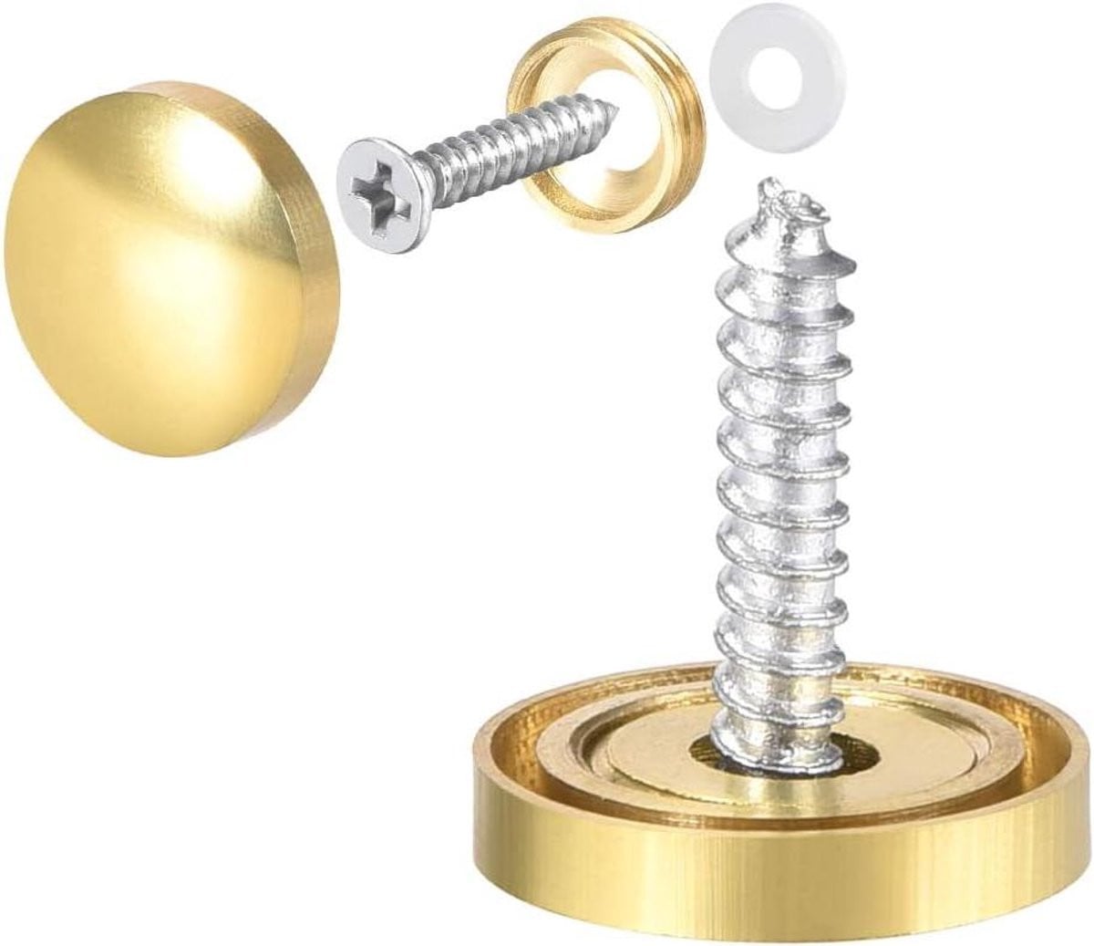 Spiegelschroeven Doppen Decoratieve Afdekking Massief Messing Goud 16 mm 8 stuks