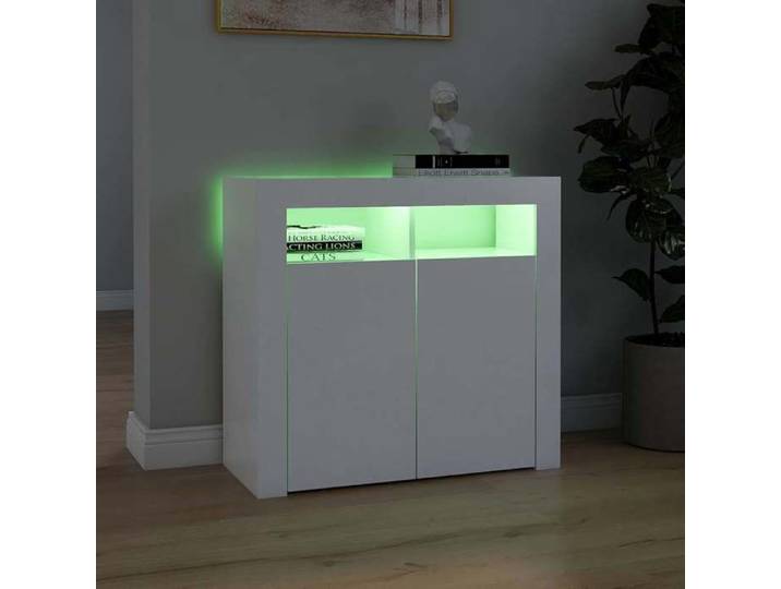 Blanc Commode Salon CHIC LED Buffet bas/Cabinet 1 PC Blanc 80x35x75 cm N12900