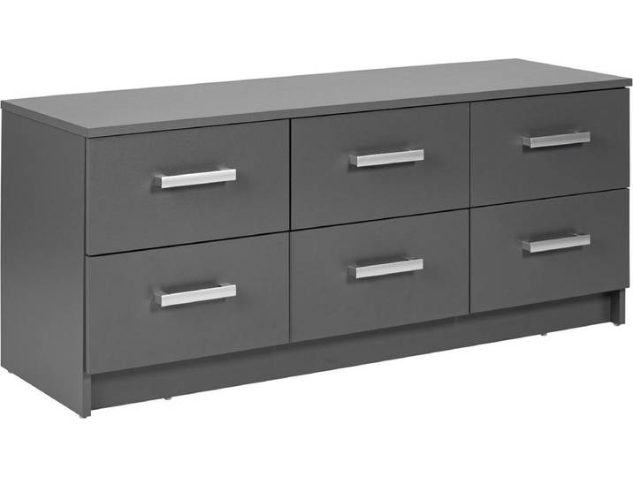 Ladekast Eden 122cm 6 lades - grafiet grijs - Interlink - Kasten - Grijs - Spaanplaat - Kasten -