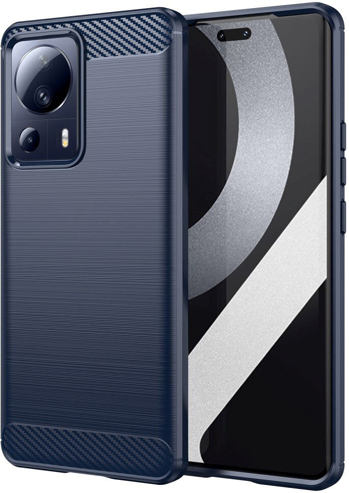 INCOVER Xiaomi 13 Lite Brushed Carbon Bagside Cover - Blå