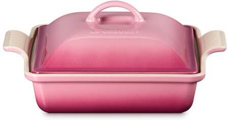 Le Creuset Rose Quartz Stoneware 23cm Heritage Square Dish with Lid