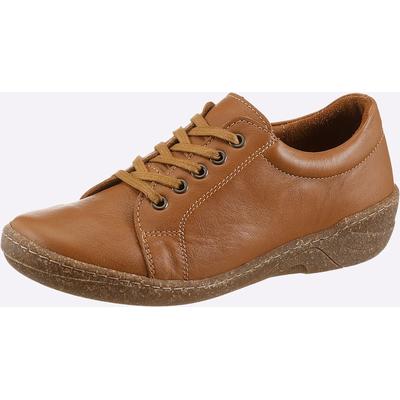 Schnürschuh CASUAL LOOKS, Damen, Gr. 37, Leder, cognac, Glattleder, Schuhe Schnürschuh