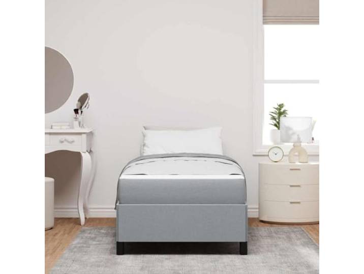 KTHLBRH Boxspringbett mit Matratze hellgrau 90 x 190 cm Struktur aus Holz, Taschenfedern, feste Latten, Stützlast 140 kg