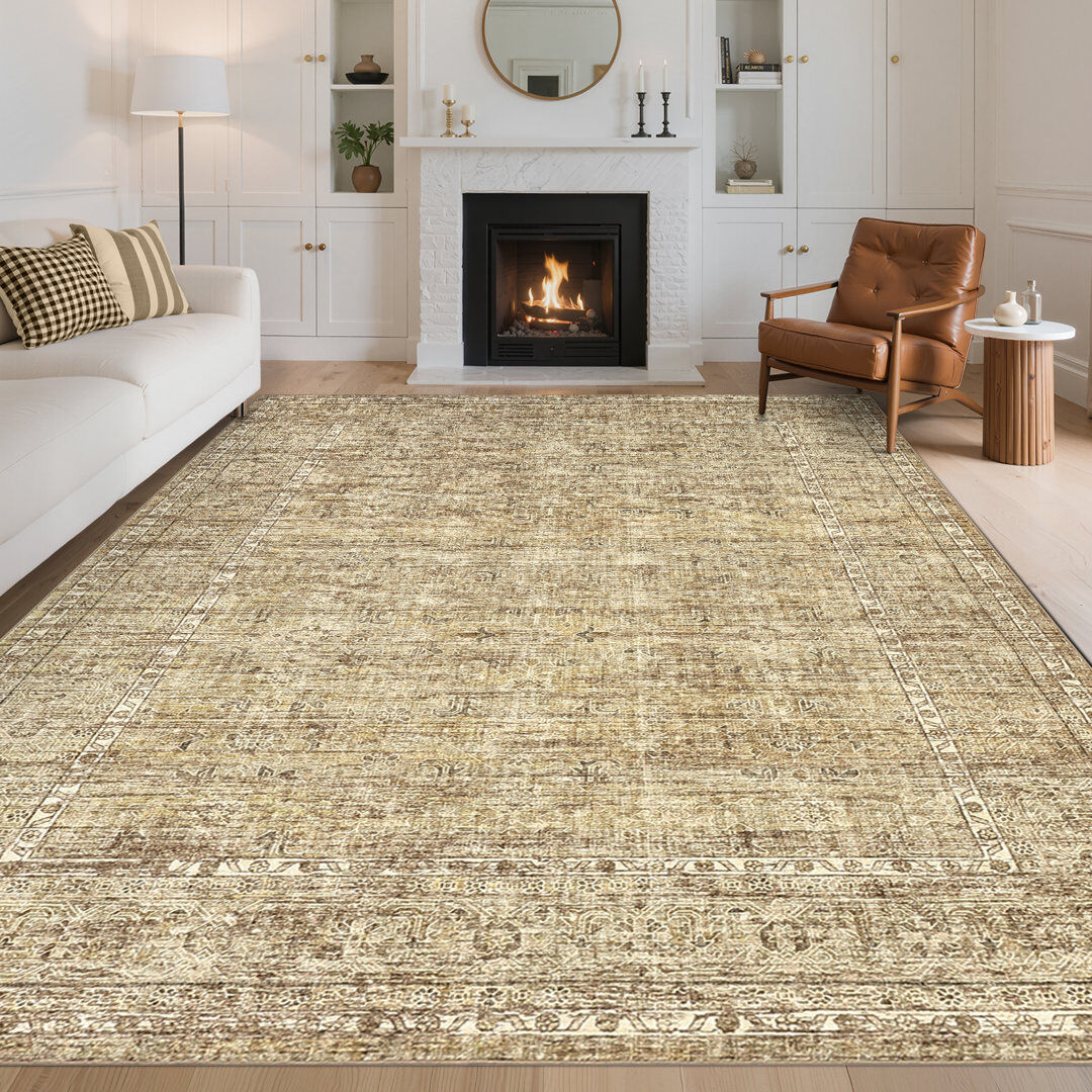 Astoria Grand Rectangle Floral Area Rug Beige Rectangle 240 x 340 cm