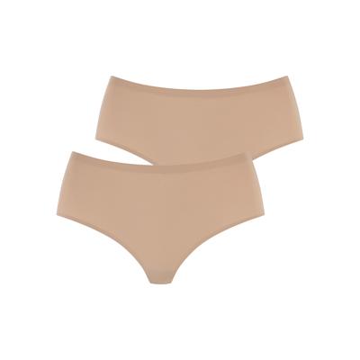 High-Waist-String LASCANA "Superstretch", Damen, Gr. S/M, beige (beige 2x), Jersey, Obermaterial: 77% Polyamid, 23% Elasthan, unifarben, Unterhosen High-Waist-String, nahtlose Verarbeitung, leichte Mikrofaserqualität