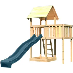 Akubi Kinderspielturm Lotti inkl. Anbauplattform und Rutsche anthrazit