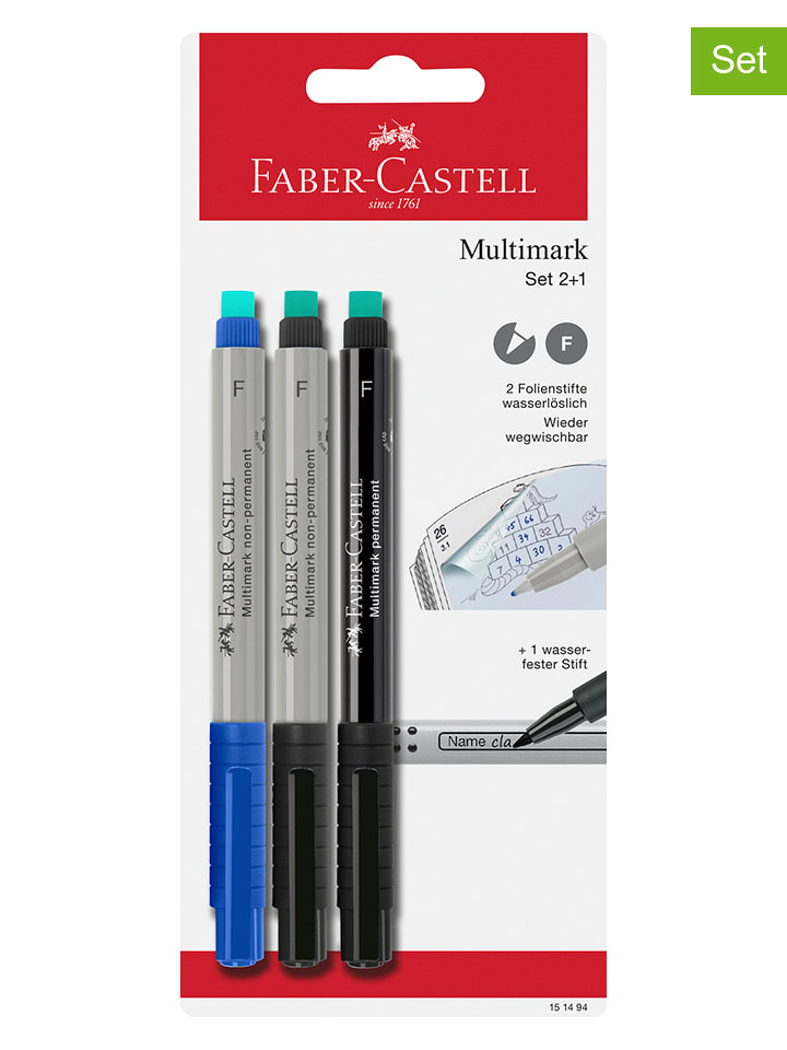 Faber-Castell 2er-Set: Folienstifte "Multimark" - 2x 3 Stück - onesize