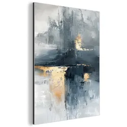METALLBILD Kunst - Grau - Gold - Abstrakt 30x40 cm