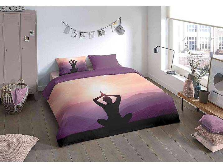 Microfaser Bettwäsche Yoga 240 x 200/220 cm + 2 Kissen 70 x 40 cm Violett