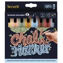 Securit 8er-Pack Kreidestifte »CHALKMARKERS« 2-6 mm braun