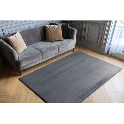 Fellteppich OBSESSION "Infinity 200", grau, B:120cm H:40mm L:170cm, Polyester, Teppiche, Fellteppich, Kunstfel, Uni Farben, Kaninchenfell Haptik, supersoft