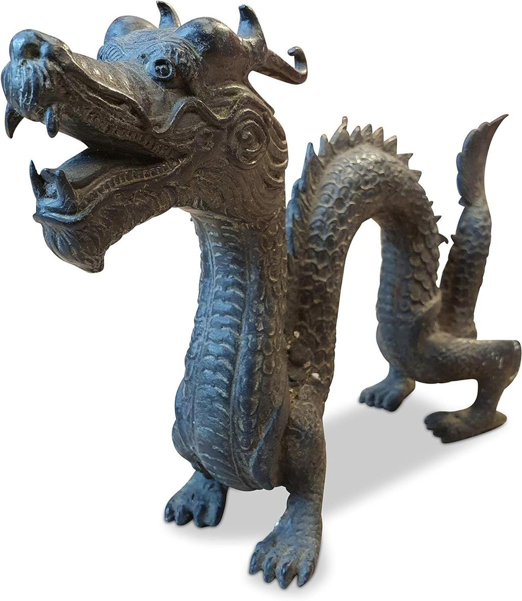 Handgemaakt Bronzen Draak Beeld - Aziatische Decoratie voor op Tafel - 31 cm