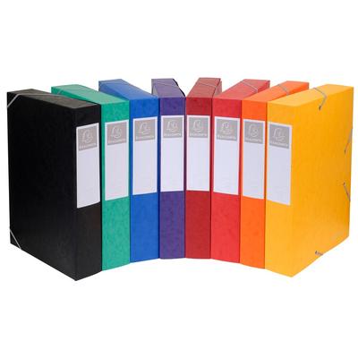 Exacompta Archivbox Cartobox, flach geliefert Rücken 50mm aus Colorspan-Karton, mit 3 Klappen und Gummizug, 25x33cm für DIN A4