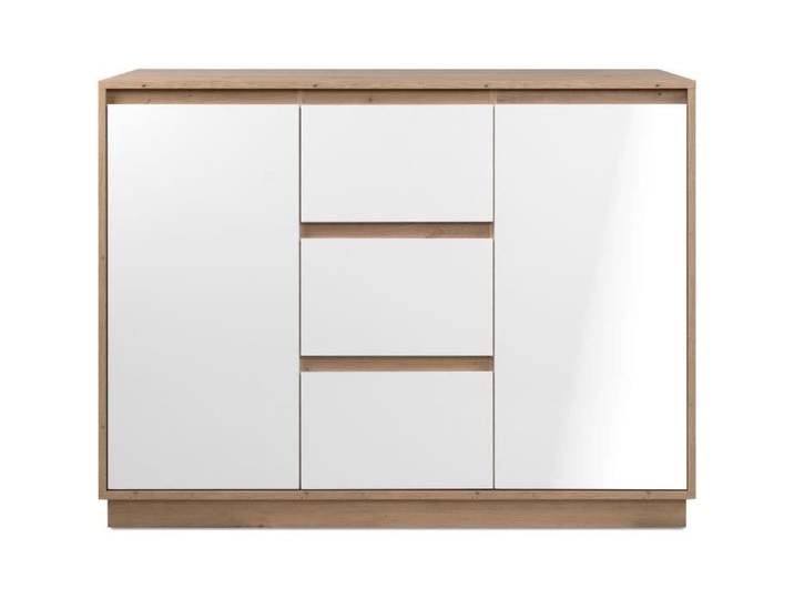 Buffet - PHOENIX - Chêne artisan / Blanc - 2 portes - 3 tiroirs - 117 x 88 x 40 cm