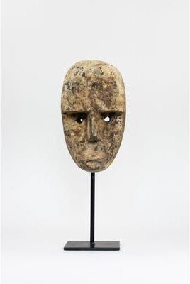 G6 Collection Wooden Primitive Tribal Timor Ancestral Mask with Head Carving on Stand Statue Hand Carved Sculpture Handmade Figurine Gift