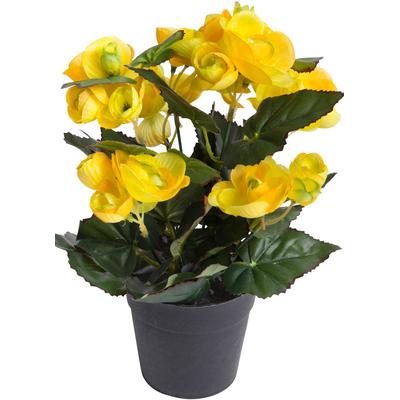Kunstblume BOTANIC-HAUS "Begonienbusch mit 7 Stielen", gelb, B:18cm H:26cm T:18cm Ø:18cm, Kunststoff, Kunstpflanzen