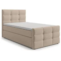 BOXBETT DEFNE 90x200 cm mit Fußteil und Matratze - Creme + TOPPER