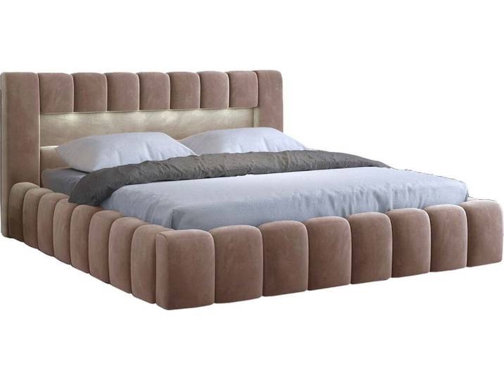 OXM 180 Lamica Bett mit LED-Beleuchtung, Rahmen und Staukasten Monolith 09 202 x 90 x 232 cm