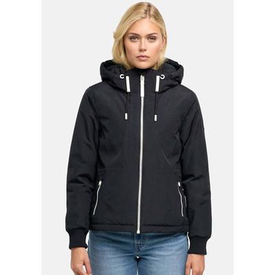 Winterjacke MARIKOO "Vivii", Damen, Gr. M, schwarz, Obermaterial: 100% Nylon, Jacken Winterjacke, Softshelljacke mit Kapuze und Kontrast-Reißverschlüssen