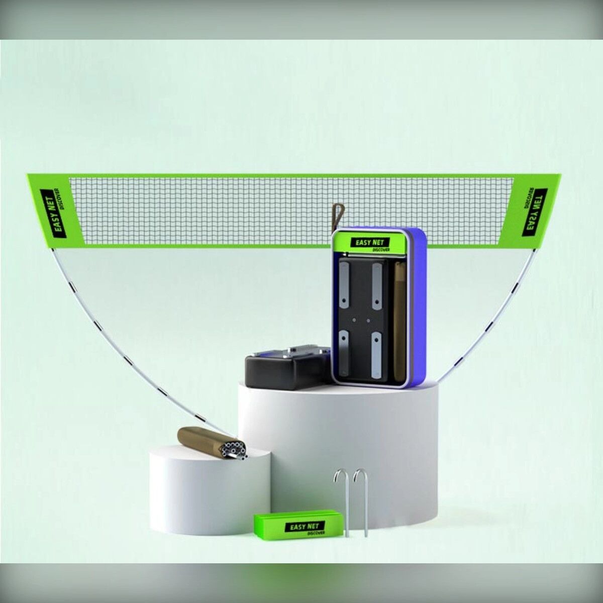 INF Filet de badminton extérieur pliable à installation rapide, cadre réglable de 150cm en acier allié et maille PE épaissie Vert