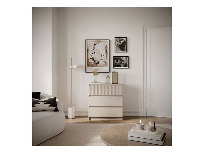 Selsey Kommode SANDIA, mit drei Schubladen und geriffelter Front Kaschmirgrau, 70 cm