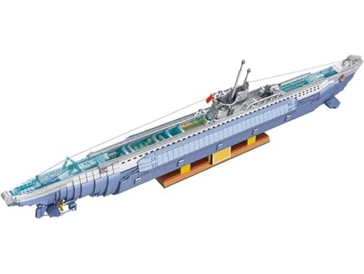 Auforua Technik U-Boot U-552 Modellbausatz, Mit 6172 Teile und 17 Soldat Figuren, WW2 Deutsches U-Boot Klemmbausteine MOC Uboot Bausteine Set, Keine Originalverpackung