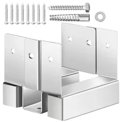 VEVOR Pfostenträger, 10 Stk., Innenmaß 89,6x90,5 mm für 88,9x88,9 mm Pfosten, Betonpfostenanker, Pfostensockel aus Kohlenstoffstahl mit 25,4 mm Abstandshöhe, für Betonpergolen & Terrassen
