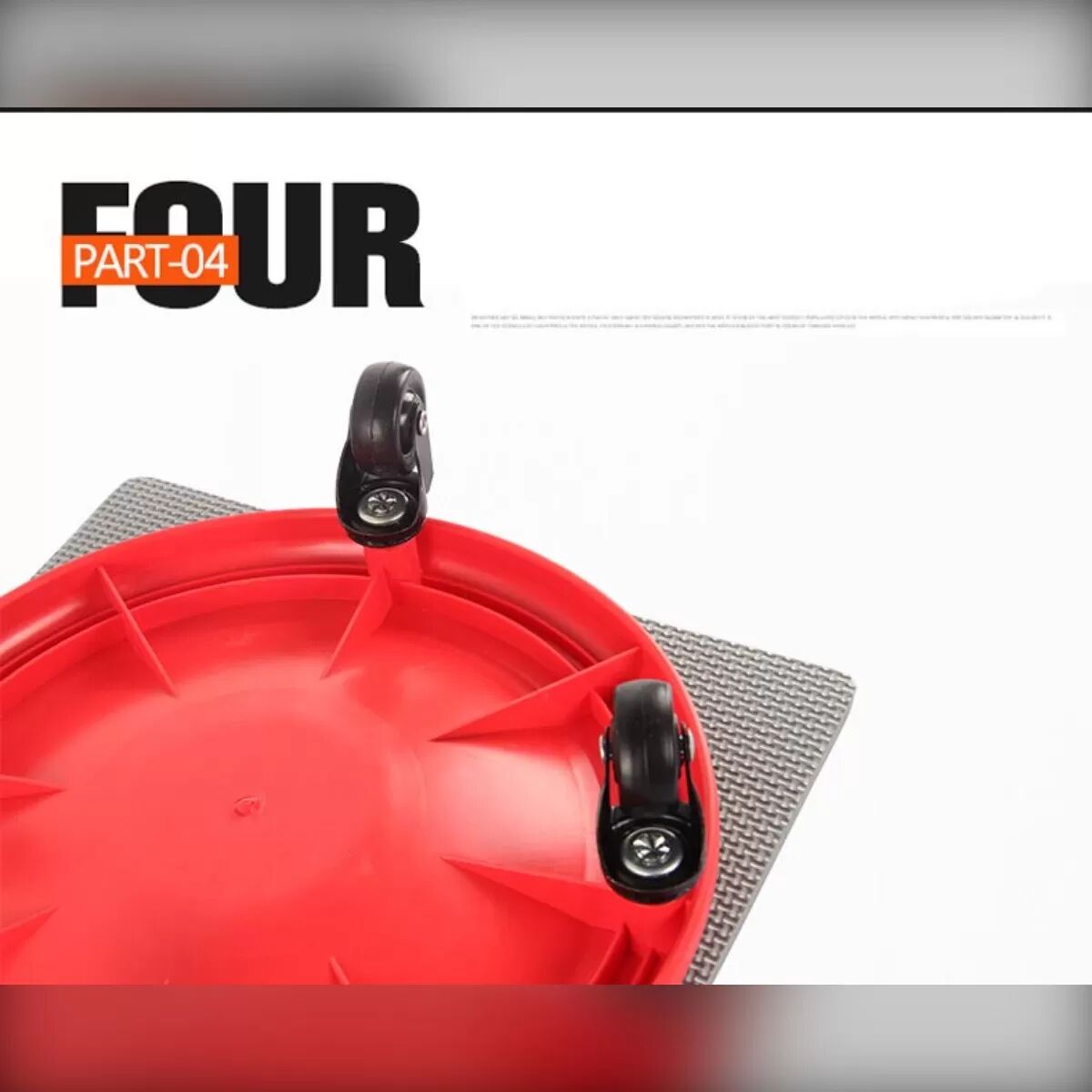 INF Omnidirektionaler Vierrad-Bauchroller mit Gleitlagern und geräuscharmen PVC-Rädern für effektives Core-Training zu Hause Rot
