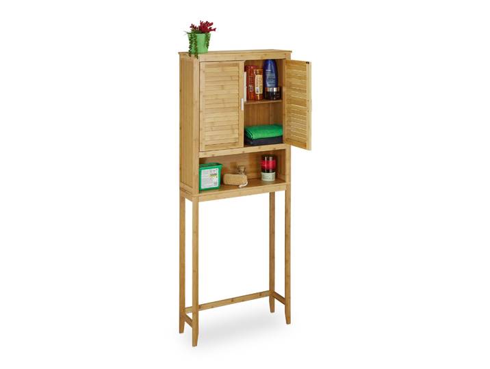 Waschmaschinenschrank LAMELL Bambus Hellbraun-Silber