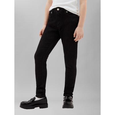 Skinny-fit-Jeans CALVIN KLEIN "MR SKINNY WASHED BLACK", Mädchen, Gr. 16 (176), N-Gr, washed schwarz, Denim/Jeans, Obermaterial: 98% Baumwolle, 2% Elasthan, unifarben, skinny fit normal, Jeans, Slim fit mit Taschen