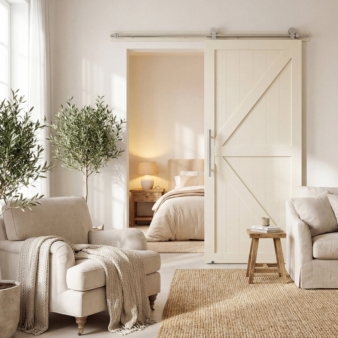 HOMCOM Sliding Barn Door Hardware Track Kit Smooth Quiet Silver Tone Silver Tone 152cm