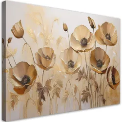 WANDBILD mohnblumen boho beige sepia
