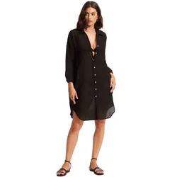 SEAFOLLY Damen Hemd Longshore Cover Up, Größe XS/S in Schwarz Schwarz