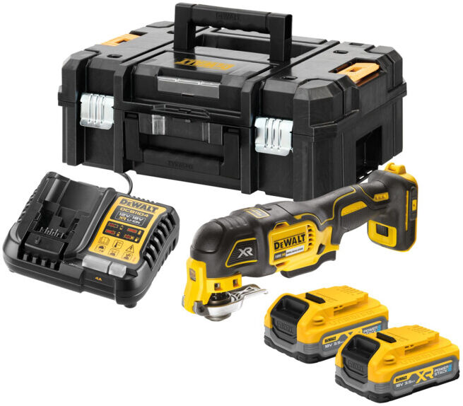 Stanley Outil multifonction sans fil 18V 3,5Ah oscillant avec 2 batteries et chargeur rapide (DCS356S2T-QW)