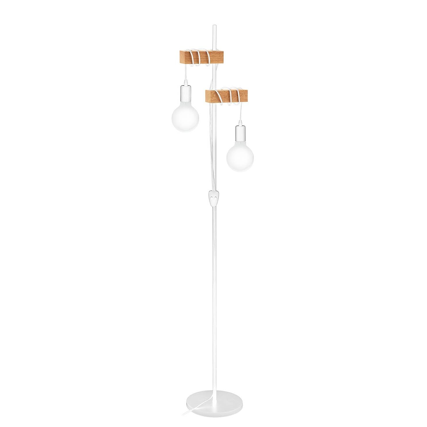 Eglo Townshend vloerlamp wit/bruin met hout en metaal, Hoogte: 167 cm
