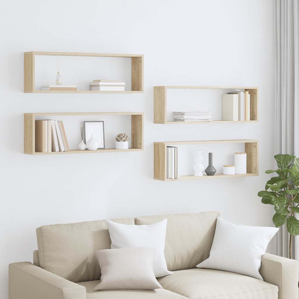 vidaXL Étagères cube murales 4 pcs Chêne sonoma 80x15x26,5 cm