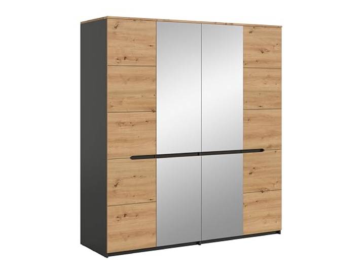 xonox.home – Kleiderschrank Canu 180x198x59 cm in Artisan Eiche Nachbildung und Anthrazit – Moderner Schlafzimmer-Schrank mit 2 Spiegeln und großzügigem Stauraum – vielseitig & wertbeständig