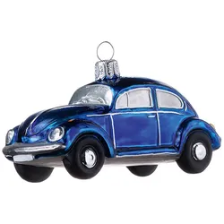 Weihnachtsbaumanhänger VW-Käfer Hanco Glas blau, 10.5x5.1 cm