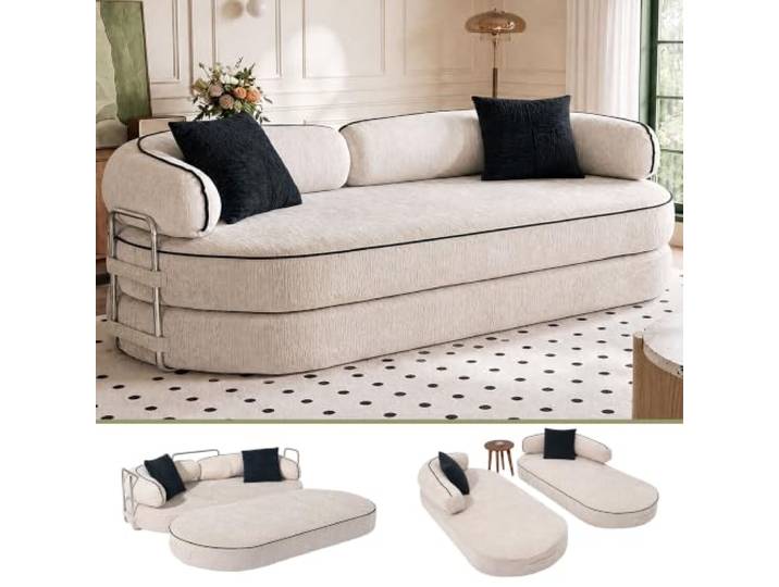 LIOVOYO Schlafsofa 4-in-1, modernes Sofa mit Fußboden aus Cordstoff (Khaki)