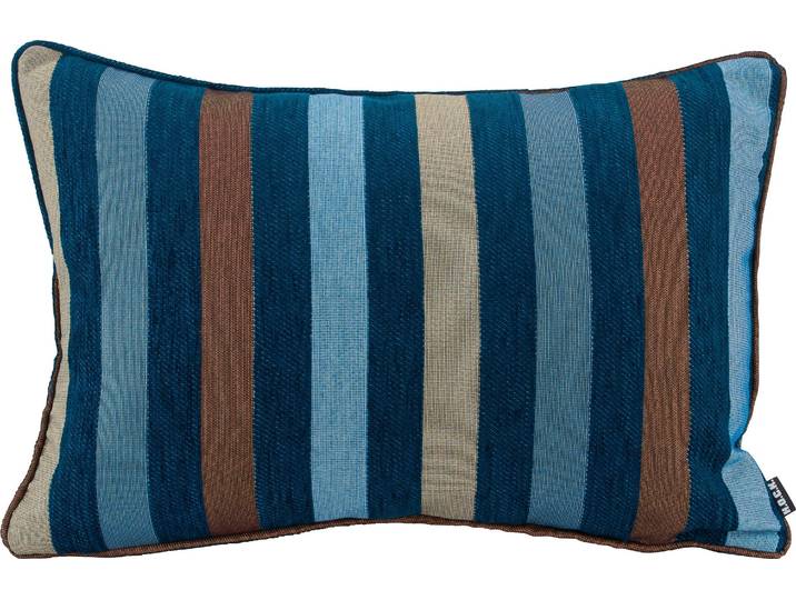 Dekokissen H.O.C.K. Karoo , blau (blau, denimblau, dunkelblau, hellblau, blau, gestreift), B:40cm H:10cm L:60cm, Baumwolle, Polyacryl, Polyester, Dekokissen_Sitzkissen_Kissenhüllen, Dekokissen, mit Streifen, Kissenhülle mit Füllung, 1 Stück